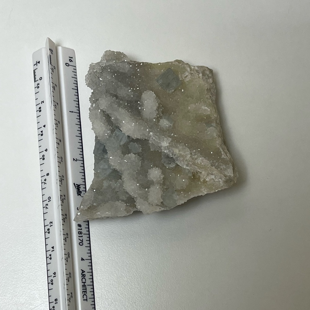 Cubic fluorite on Druze Quartz 💛HP💛 - Picture 10 of 16